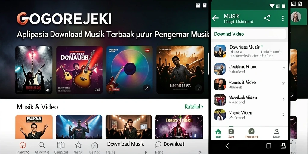 Tampilan antarmuka GOGOREJEKI untuk Download Musik yang menarik.