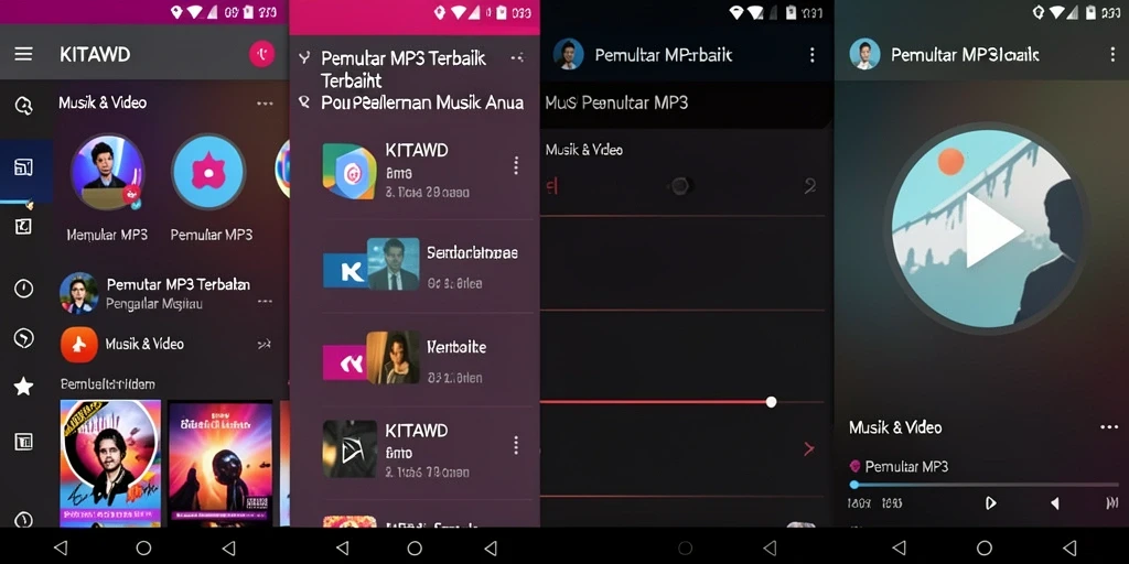 Antarmuka aplikasi KITAWD Pemutar MP3 yang menarik dan fungsional.