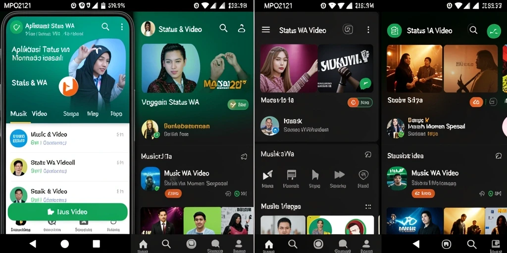 Antarmuka MPO2121 untuk unggah dan edit Status WA Video.