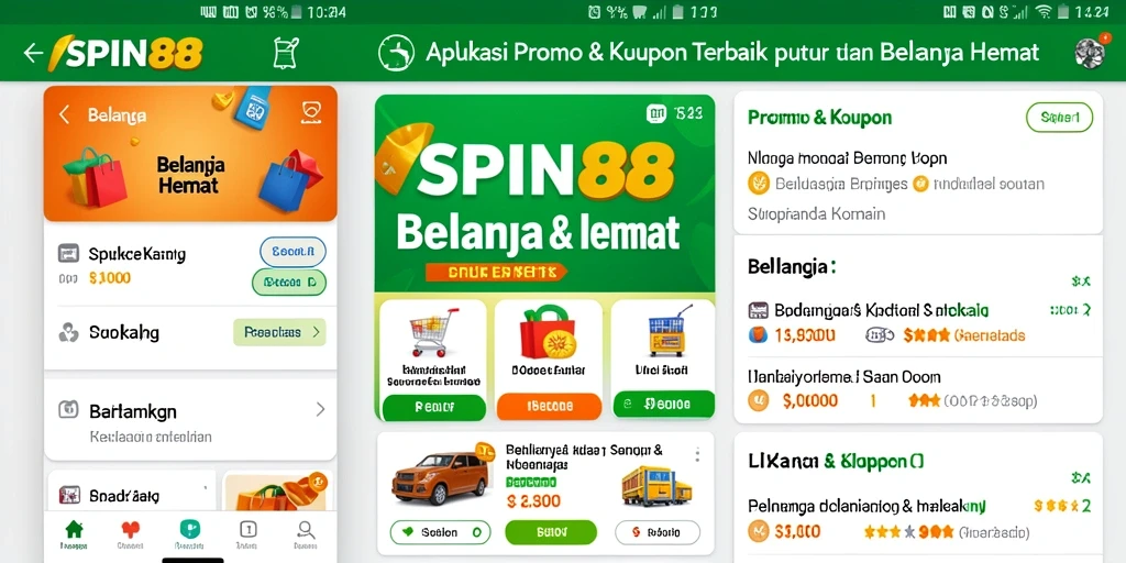 Antarmuka aplikasi SPIN88 menampilkan berbagai kupon menarik untuk belanja.