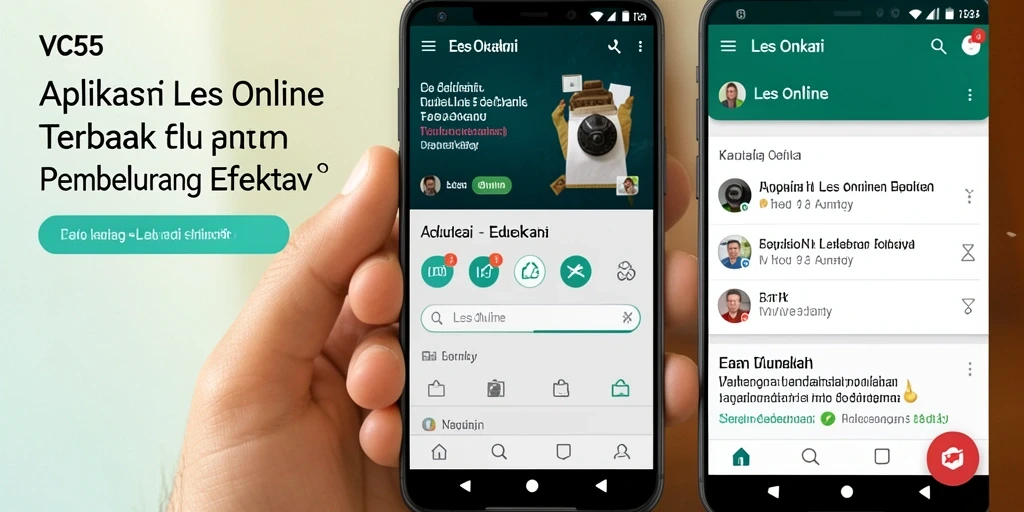 Tampilan antarmuka VC55 dengan fitur Les Online yang interaktif dan menarik.
